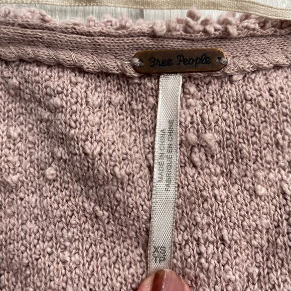 Free People Women's Mauve Cropped Popcorn Dolman Sleeve Sweater Size XS X-Small - Picture 4 of 8